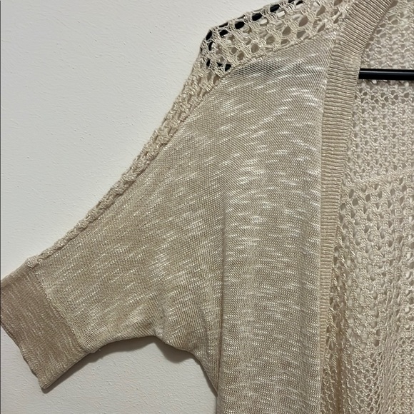 Cream Open-Knit Cardigan Short Sleeve - Picture 3 of 5